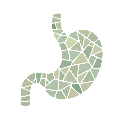 Ilustración de un estómago en mosaico